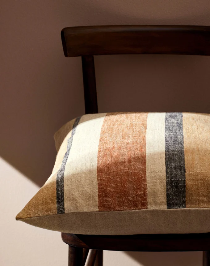 Striped Linen-blend Cushion Cover